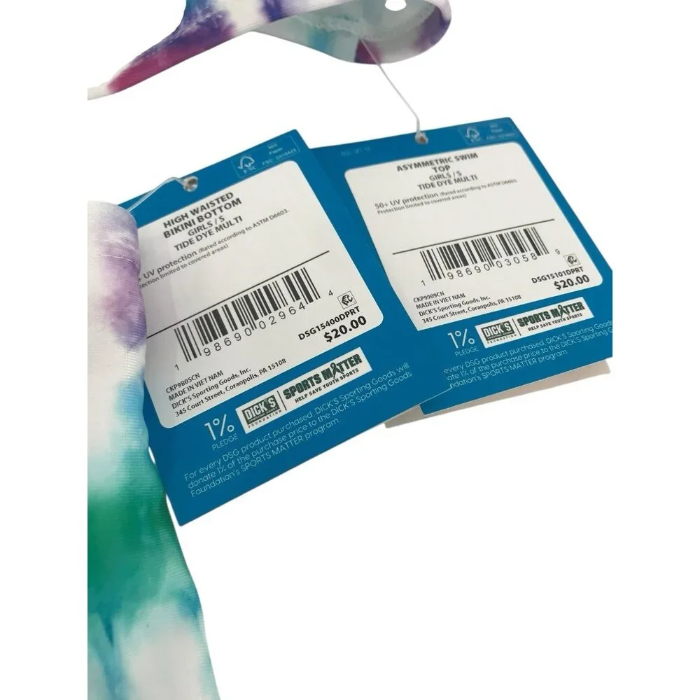 DSG Bikini And Rash guard Girls Size Small‎ Swim Tie Dye Purple Blue Green Set